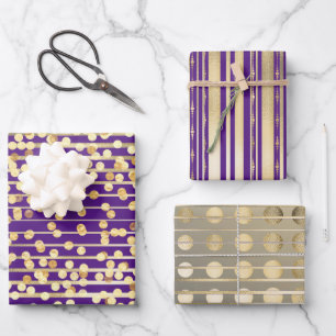 Gold lapis confetti strepen elegant vormig patroon inpakpapier vel