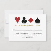 Gold Las Vegas Poker Card costume mariage RSVP (Devant)