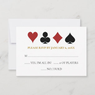 Gold Las Vegas Poker Card costume mariage RSVP