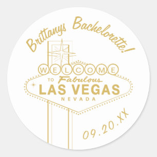 Gold Las Vegas Sign Weduwschap Welkom Bachelorette Ronde Sticker
