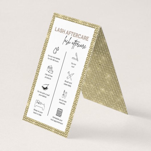 Gold Lash Aftercare Instructies Minimalistische Lo Visitekaartjes (Achterkant)