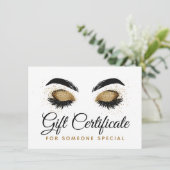 Gold Lash Brow Bar Beauté Carte de certificat cade (Debout devant)
