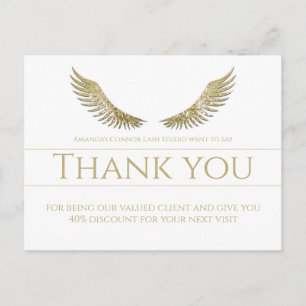 Gold Lash Wings Bedankt Simple White Briefkaart