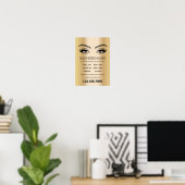 Gold Lashes Makeup Artist Salon Openinguren Poster (Thuiskantoor)