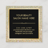 Gold Lashes Script Glitter Sparkles Makeup Artist Vierkante Visitekaartje (Achterkant)