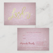 Gold Lashes Script Pink Damask Makeup Appointment Afsprakenkaartje (Voorkant / Achterkant)