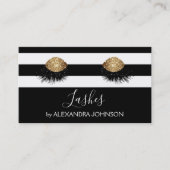 Gold Lashes Sparkly met zwarte en witte streep Visitekaartje (Voorkant)