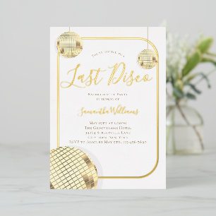 Gold Last Disco Bachelorette Party Folie Invitatio Uitnodiging