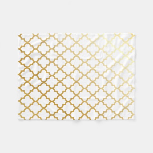 Gold Lattice Moroccan Pattern Fleece Deken (Voorkant (Horizontaal))