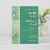 Gold Lattice Wedding Uitnodiging (Staand voorkant)
