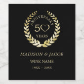 Gold Laurel & Heart Anniversaire Vin Étiquette (Étiquettes simples)