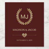 Gold Laurel & Heart Red Arrière - plan Étiquette d (Étiquettes simples)