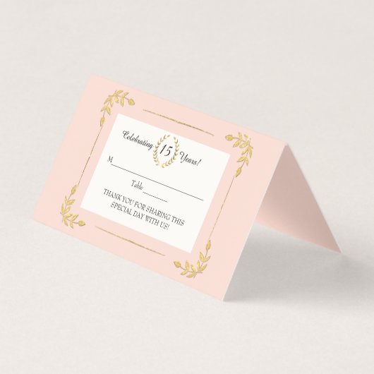 Gold Laurel Leaf Blush Pink Wreate Quinceanera Kaart (Voorkant)