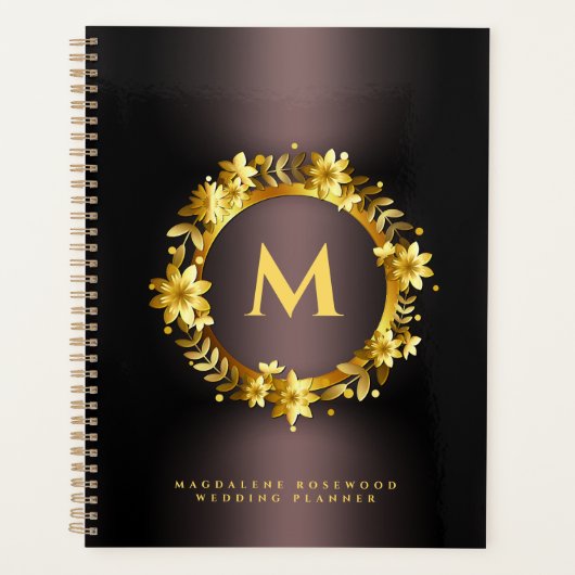 Gold Laurel Leaf Carving Lijst | Naam Initiaal Planner (Voorkant)