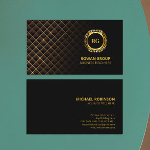 Gold Laurel Leaf Crest   Diamond Pattern   Luxembu Visitekaartje