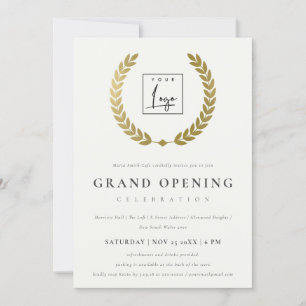 Gold Laurel Logo Ornate Grand Ouverture Invitation