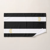 Gold Laurel & Monogram sur Black & White Stried (Serviette à main)