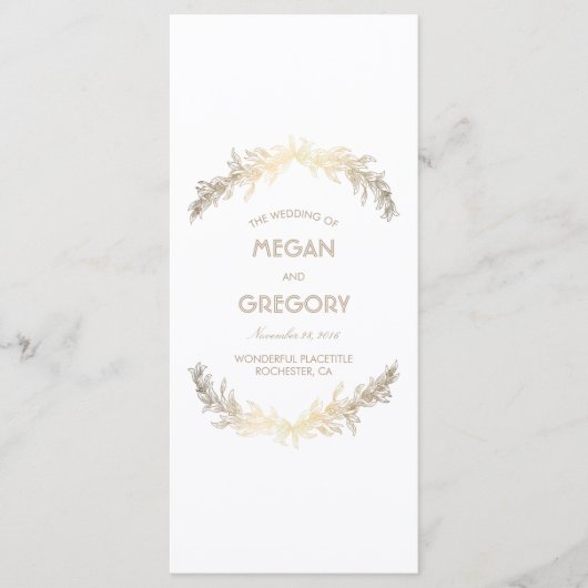 Gold Laurel Vintage programmes de mariage (Devant)