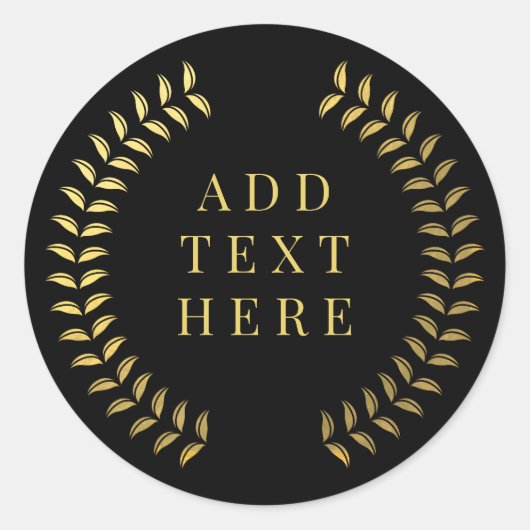 Gold Laurel Wreath Leaves Circle WreatCustom Cla Ronde Sticker (Voorkant)