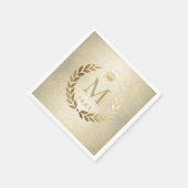 Gold Laurel Wreath Monogram Initiaal Afstuderen Servet (Hoek)