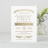 Gold Laurels Engagement Party - Uitnodiging (Staand voorkant)