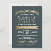 Gold Laurels Slate Engagement Party Invitation (Devant)