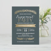 Gold Laurels Slate Engagement Party Invitation (Debout devant)