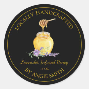 Gold Lavender Infused Honey Label Black