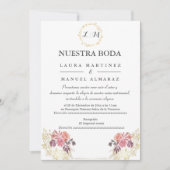 Gold Lavenderblush Floral Wedding Spain Kaart (Voorkant)