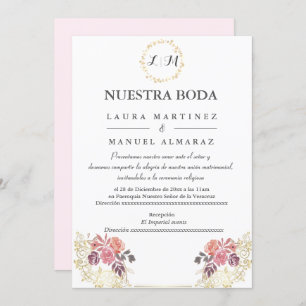 Gold Lavenderblush Floral Wedding Spain Kaart