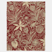 Gold Lazy Floral Pattern op Deep Red Fleece Deken (Voorkant)