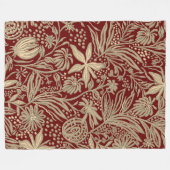 Gold Lazy Floral Pattern op Deep Red Fleece Deken (Voorkant (Horizontaal))