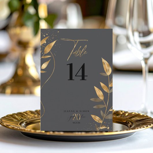 Gold Leaf 20th Anniversary Table Number ID1169 Kaart