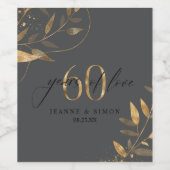 Gold Leaf 60th Anniversary Years of Love ID1169 Wijn Etiket (Enkel label)