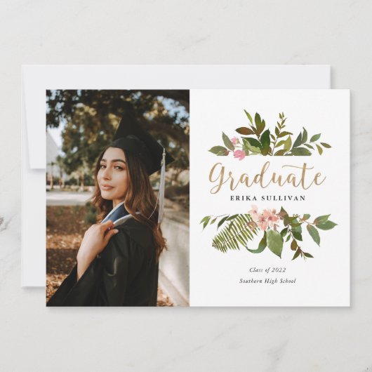 Gold Leaf Afstuderen Foto Aankondiging (Voorkant)