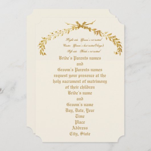 Gold Leaf Arch Wedding Uitnodiging (Voorkant / Achterkant)