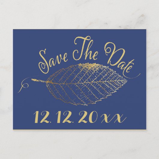 Gold Leaf Bewaar de datum Aankondigingskaart (Voorkant)