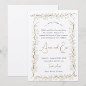 Gold Leaf Border Jewish Wedding Uitnodiging (Voorkant / Achterkant)