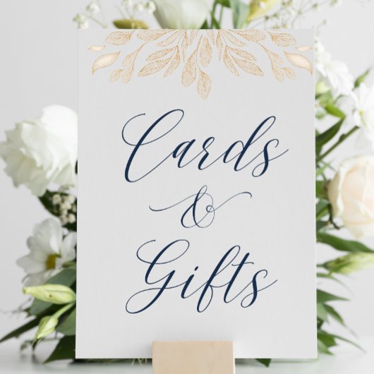 Gold Leaf Botanical Weddenkaarten & Gifts Sign Reclamebord Met Voetstuk