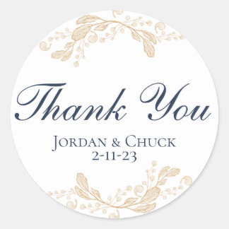 Gold Leaf Botanical Wedding Favor Sticker