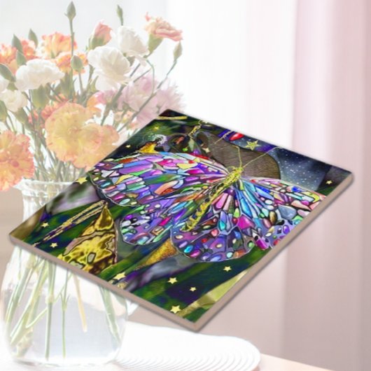 Gold Leaf Butterfly Tegeltje