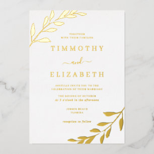 Gold Leaf Elegant Mariage Foil Invitation