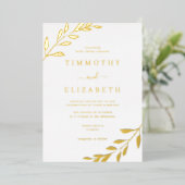Gold Leaf Elegant Mariage Foil Invitation (Debout devant)