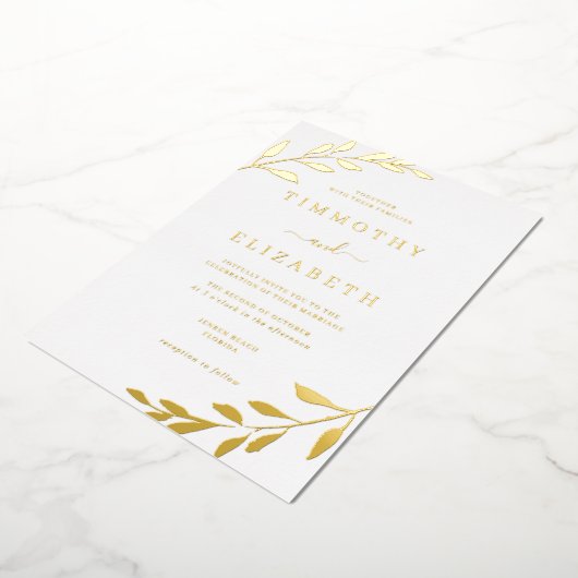 Gold Leaf Elegant Mariage Foil Invitation (Rotation)