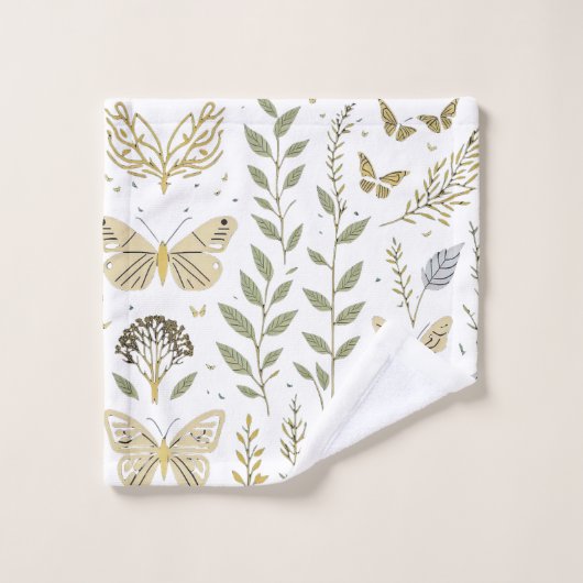 Gold Leaf en Butterflies Bad Handdoek (Wasdoekje)