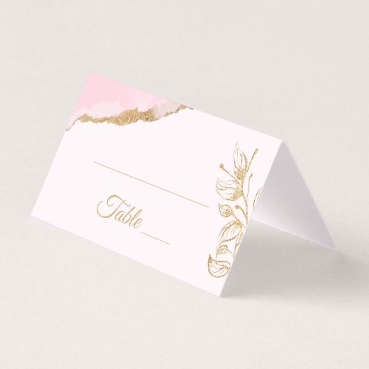 Gold Leaf Feuilles rose Aquarelle Florale (Front)