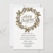 Gold Leaf Floral Wreate Kerstparty Invite Kaart (Voorkant)