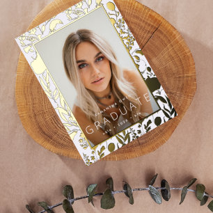 Gold Leaf Folie Druk op WildFlower Afstudeerder ko Uitnodiging