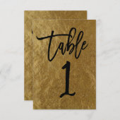 Gold Leaf Folie Moderne Manuscript Table Number 1 Kaart (Voorkant / Achterkant)
