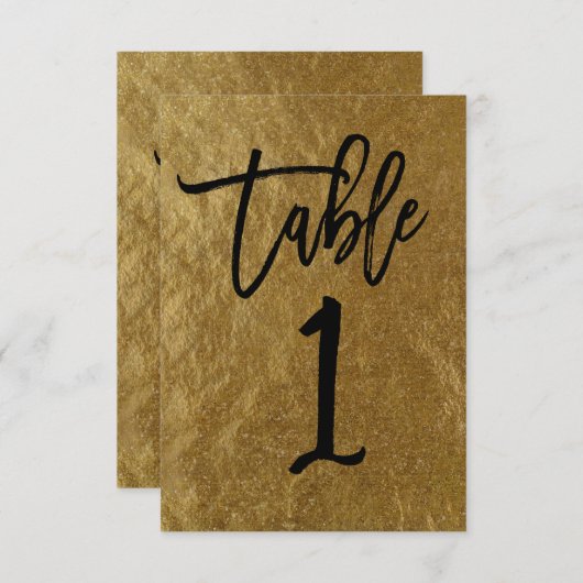 Gold Leaf Folie Moderne Manuscript Table Number 1 Kaart (Voorkant / Achterkant)